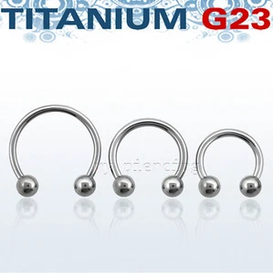 G23 Titanium Ball Horseshoe Circular Barbell Earring Lip Septum 14g 5/16"- 5/8" - Picture 1 of 1
