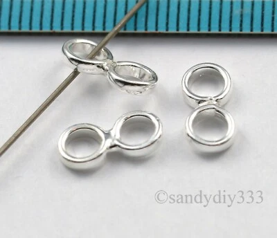 6x PLATA ESTERLINA CERRADO DOBLE REDONDO SALTO ANILLO SEPARADOR CUENTAS 5mm N684 Foto 1 de 2