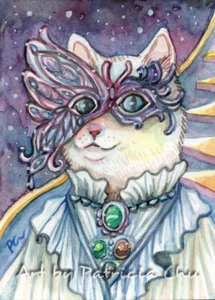 ACEO LE Art Card Print 2.5x3.5 " Diva " Fantasy Cat Kitty Art by Patricia - Foto 1 di 1