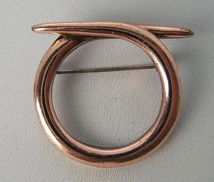 Awesome Retro Classic 1-1/2" Bypass Pointed Ends Circlet Copper Renoir Pin  - Picture 1 of 3