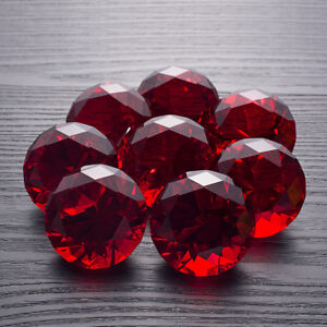 Set of 8 Red Crystal Diamond Glass Paperweight Art Giant Wedding Decor 40MM