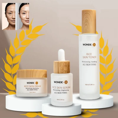 WONDEUK Korean Glass Skin Pure Rice Extract Skincare set, Niacinamide, Hyaluronic Acid..