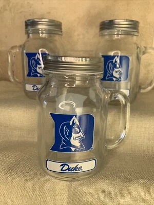 Taza tarro de albañil de vidrio Duke Blue Devils con tapa Cameron Crazies Foto 1 de 4