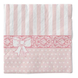 Serviette Bine in Rosa aus Tissue 33 x 33 cm, 20 Stück - Taufe Babyshower - Bild 1 von 6