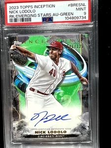 Nick Lodolo CINCINNATI 2023 Topps Inception Green /125 ON CARD RC Auto PSA 9 - Picture 1 of 3
