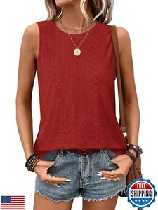 Womens Summer Tops Trendy Loose Fit Tank Tops for Women Red Tops for Women Su - Picture 1 of 5