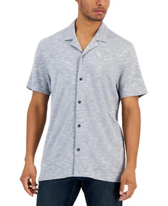 ALFANI Men's Lead Statue Gray Knit Front Button Shirt NEW XL - Picture 1 of 2