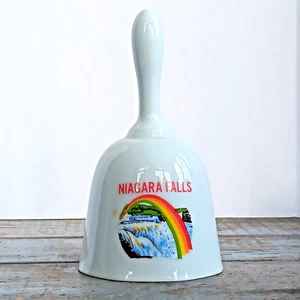 Campana de recuerdo de cerámica vintage de las Cataratas del Niágara - Imagen del arco iris - Como nueva - Imagen 1 de 4
