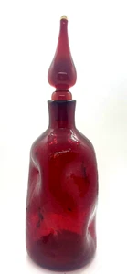 Kanawha Art Glass Crackle Glass Amberina Red Decanter w Stopper - Picture 1 of 6