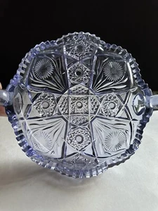 Vtg Dalzell Viking Glass Nappy Trinket Candy Dish Daisy Fan Sawtooth Blue - Picture 1 of 24