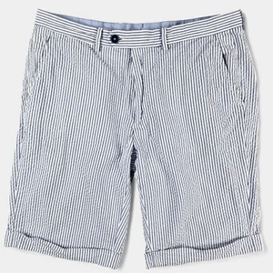 Hackett London Seersucker Shorts Men's 34 White/Blue Premium Cloth 10" Inseam - Picture 1 of 14