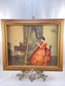 Marguerite Stuber Pearson litografia di ragazza che suona l'arpa 14,5'' x 12,5'' - Foto 1 di 3