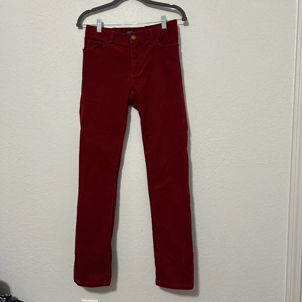 Pantalones de terciopelo rojo para mujer CHAPS talla 6 pierna recta con bolsillos delanteros y traseros Foto 1 de 4