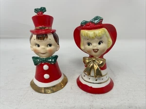 Vintage Lefton Weihnachten Junge Mädchen Karolinger Glocken Figuren - Bild 1 von 13
