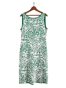 ST JOHN Sleeveless Knit Sheath Dress Floral Print Green White Size 8 - Picture 1 of 9