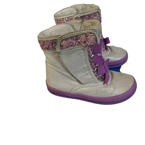 Keds Maisie Boot Toddler Girls Sz 6.5 High Top Sneakers Grey Purple Glitter - Picture 1 of 11