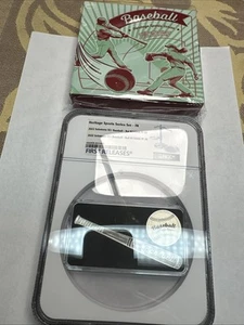 2022 Solomon Islands $1 1oz Baseball Bat & Ball NGC Reverse Proof PF70 Box & COA - Picture 1 of 9
