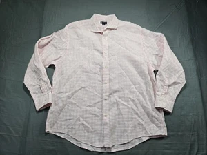 Lands End Shirt Mens 17.5-34 Pink Baird McNutt Irish Linen Gingham Button Up - Picture 1 of 8