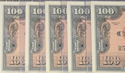 5 consecutivos UNC. Billetes vintage del Caribe-**BANCO NACIONAL Foto 1 de 3