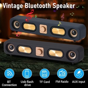 Portable Vintage Soundbar Bluetooth Speaker 4D Surround TF/FM/AUX/USB Speaker - Picture 1 of 16