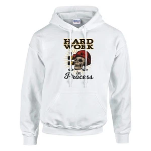 Hard Work In Process Skull Construction Hoodie - Picture 1 of 5