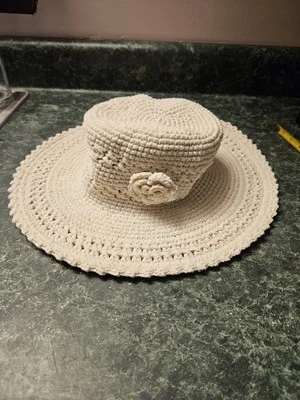 Vintage Silver Wave 100% Cotton Floppy Wide Brim Hat Beige OSFM - Image 1 of 4