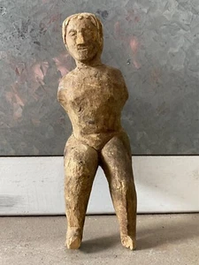 🔥 Antique Old Civil War 1861 Trench Art Primitive American Folk Art Wood Figure - Picture 1 of 24