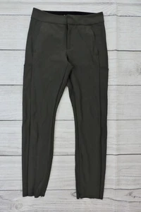 ATHLETA STELLA TROUSER Womens Sz 4 Arbor Olive Nylon Stretch Ankle Zip Pants EXC - Picture 1 of 5