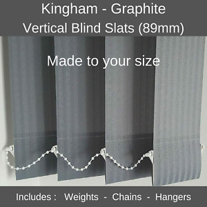 KINGHAM GRAPHITE (Dark Grey) VERTICAL BLIND SLATS REPLACEMENT  89mm (3.5") WIDE