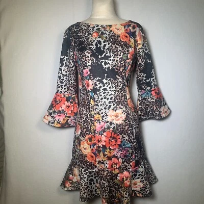 Vestido Corto Venus Tejido Talla S Colorido Floral Boho Chic Manga Campana Volantes Foto 1 de 4