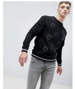 Sudadera Roberto Cavalli Clase Repetición Estampado Serpiente Grande Negra Plata - Imagen 1 de 6