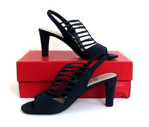 Impo Flex Vine Women's Slingback Heels Size 7.5M Navy Peep Toe Formal Dance - Picture 1 of 6