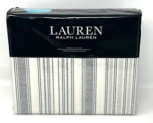 Lauren Ralph Lauren Luke Multi Stripe 4 Piece Sheet Set Cream Grey Queen $170