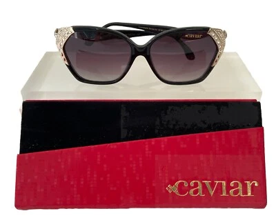Caviar Black Sunglasses M5669 Champagne Series Swarovski Crystals Eyeglass Case - Image 1 of 4