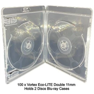 100 x Vortex 11mm Eco-LITE Double Blu-ray Holds 2 Discs Empty Face on Face Cases - Picture 1 of 23