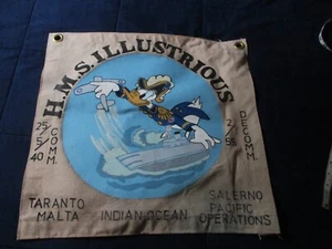 Segunda Guerra Mundial Marina Real Británica HMS ILUSTRE PATO DONALD BATALLA VICTORIA BANDERA - Imagen 1 de 3