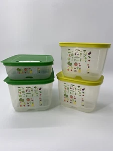 Tupperware Fridgesmart Containers-Green & Yellow. Set Of 4 - Picture 1 of 4