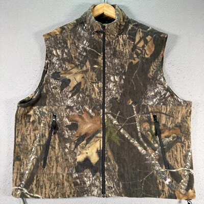 Cabelas Camo Vest Mens Large Reg Brown Comfort Fleece Full Zip Hunting Outdoor - Image 1 of 4