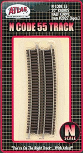 Atlas 2027 N Scale Code 55 20" Radius Half Curved Track 6 pack New Free Shipping - Picture 1 of 1