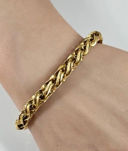 PULSERA ORO 14K TRENZADO ESLABÓN TEJIDO 22 gramos 7,75" 6mm Ancho Amarillo - Imagen 1 de 5