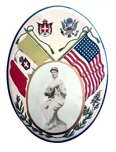 ANTIQUE WORLD WAR 1 ITALIAN SOLDIER WITH MANDOLIN LARGE 7 3/4" CELLULOID PINBACK - Picture 1 of 4