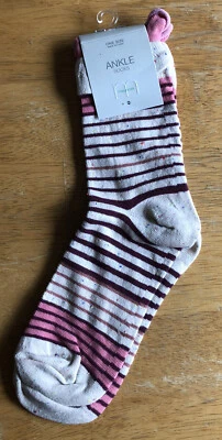 Calcetines al tobillo Maurices para mujer talla única a rayas jaspeadas rosa borgoña tostado Foto 1 de 4