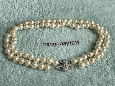 Vivienne Westwood Graziella Silver Pearl Orb Two Row Choker Pendant Necklace - Изображение 1 из 4