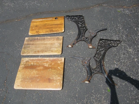 Antique Cast Iron Wood Folding Vintage School Desk Cover