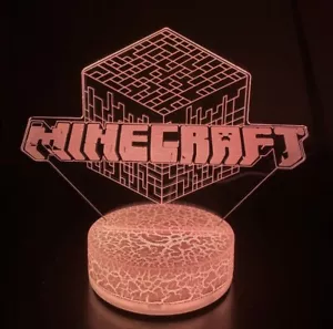 Minecraft 3D Night Light 16 MultiColor Change Illusion Lamp  Kids Gift W Remote - Picture 1 of 11