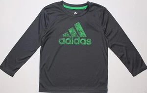 ADIDAS LONG SLEEVE LITTLE KIDS SHIRT SIZE 3T TO 5.0 NEW DARK GREY GREEN COMFORT - Picture 1 of 3