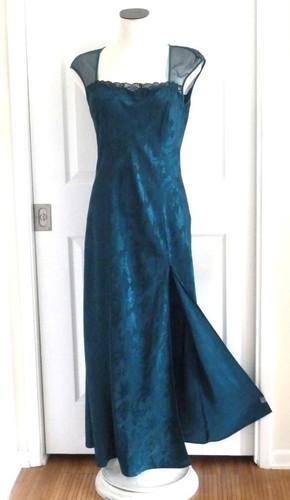 UNDERCOVER Abito slip vintage Victorias Secret jacquard oro a fessura alta negligee M L