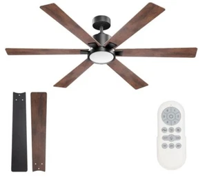 NEW Farmhouse 60" Ceiling Fan, Light, Remote Control, Matte Black - Picture 1 of 7