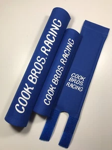Cook Bros Racing Oldschool BMX Pad Set Blue CBR PK RIPPER GJS REPOP Fabric - Picture 1 of 8