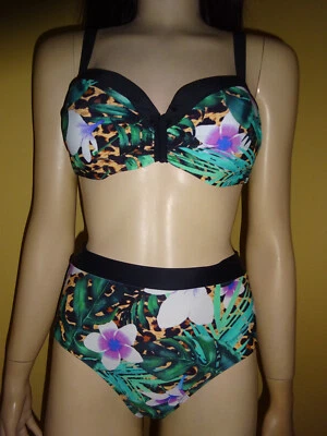 Bikini 2-teilig bpc selection bonprix 8 versch. Größen floral schwarz-bunt NEU! - Bild 1 von 4